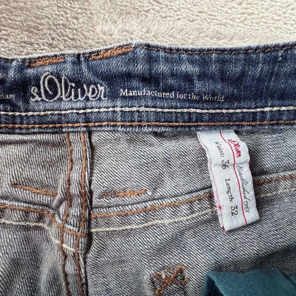 s.Oliver Jeans Mens 36x32 Blue Denim Straight Y2K Dadcore Fade Vintage Wash Dist